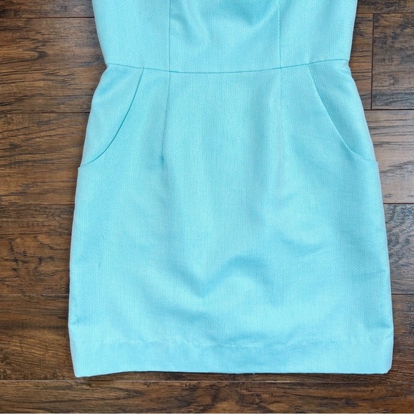 Shoshanna • Jewel Neck Sheath Dress mini cocktail aqua turquoise embellished - Picture 6 of 10